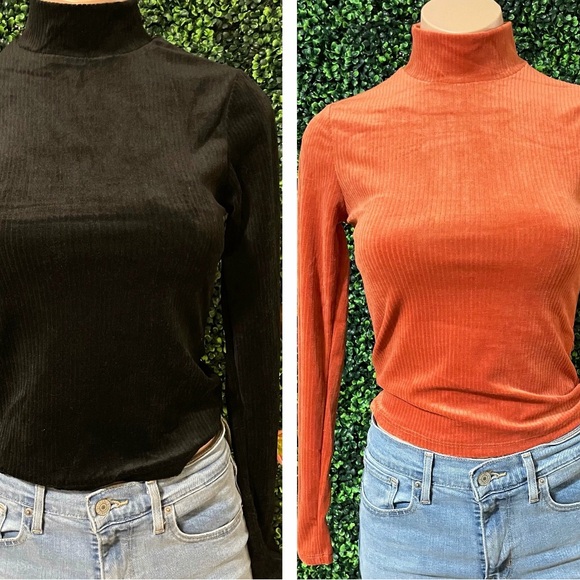 Rust High Neck Ribbed Top - Picture 3 of 3